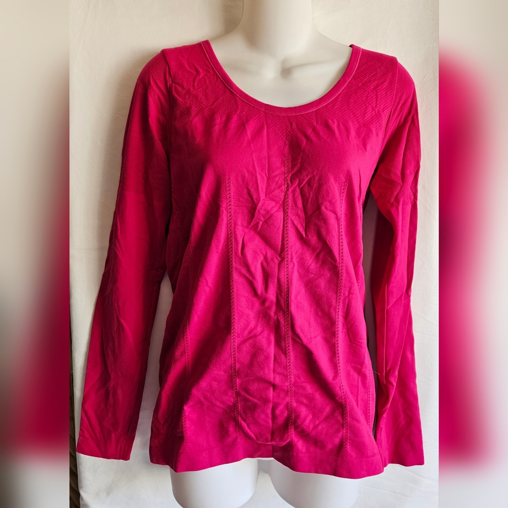 Fabletics Delta LS Top Rule of Thumb Pink Long Sleeve Thumbholes NWT Size L